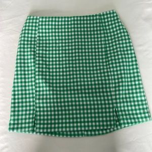 Green plaid skirt